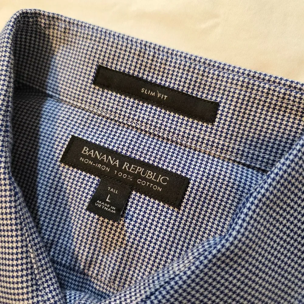 Banana Republic Men's Navy Button Down Shirt Slim Fit 16.5
